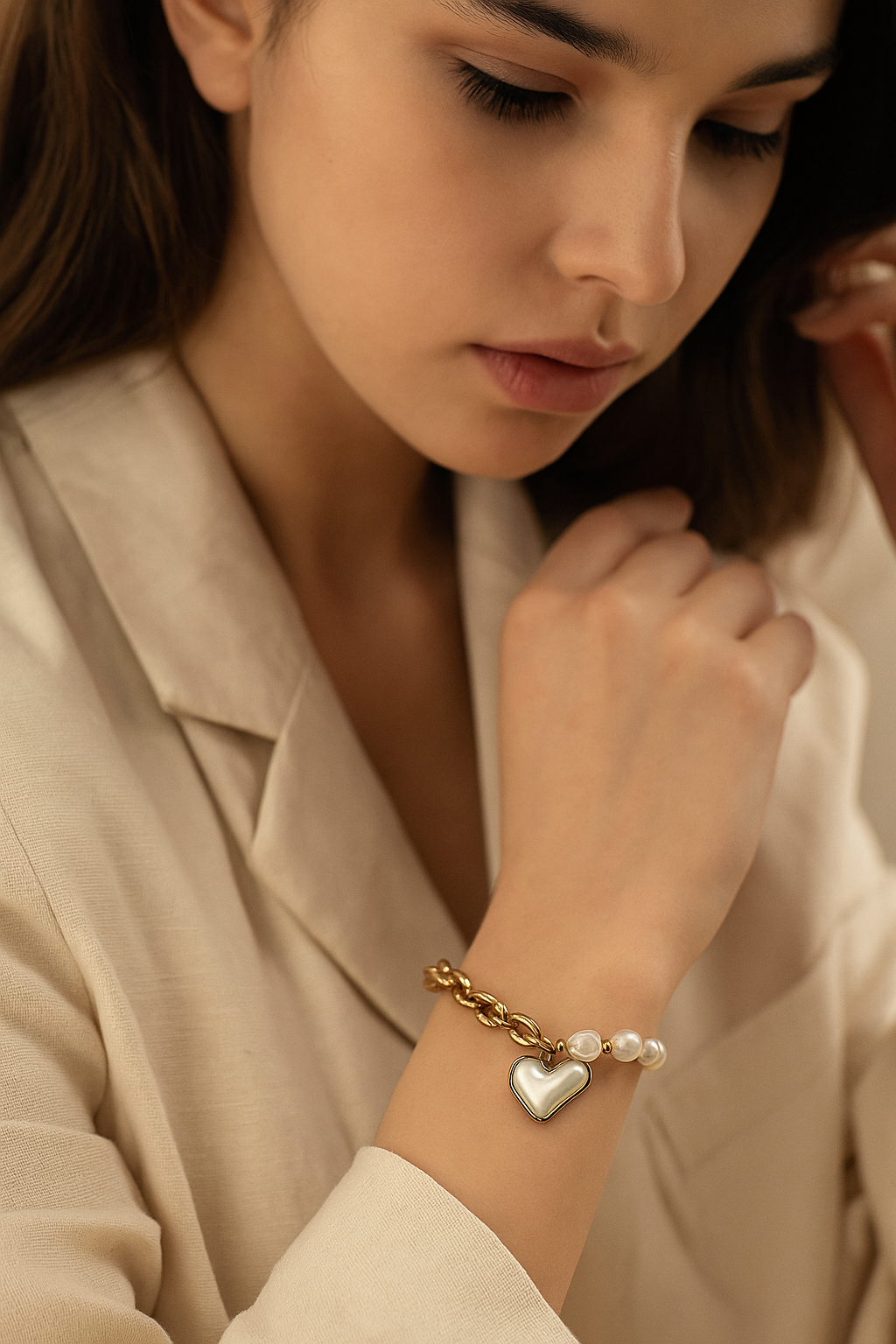 18K Beaded Stainless Steel Bracelet