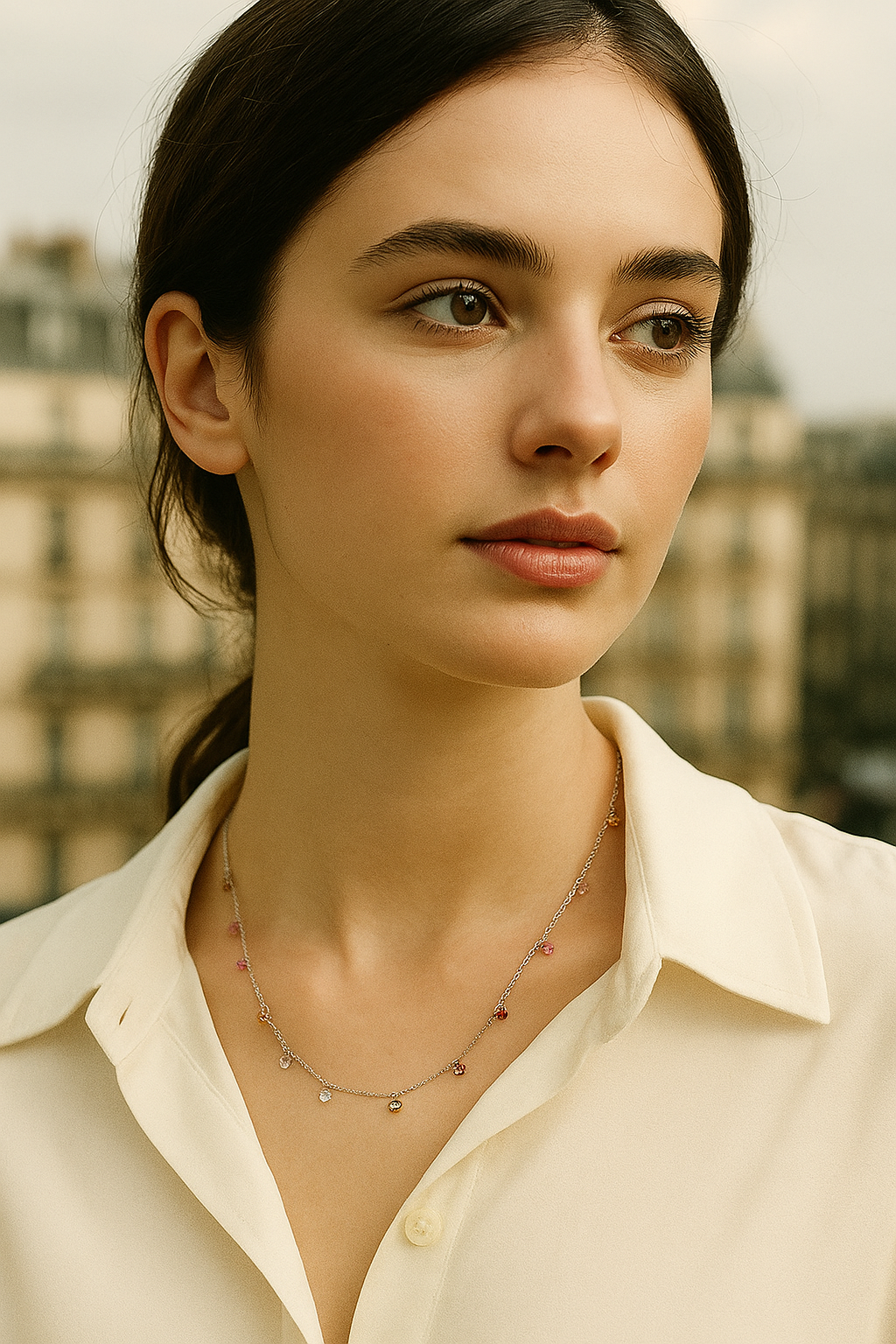 1 Piece 925 Sterling Silver Round 925 sterling silver cable chain Multi Charms Necklace