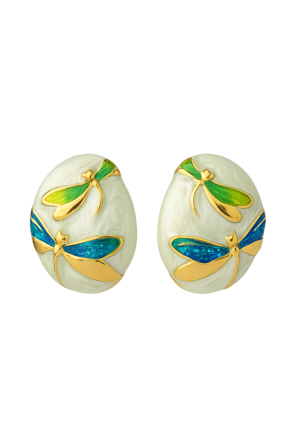 Dragonfly Oval Shaped Stud Earrings