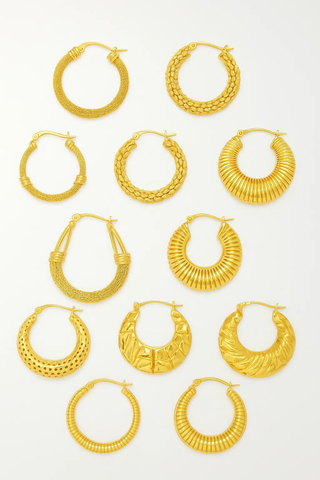 Variety of Stainless Steel 18K Gold Plated Waterproof Hypoallergenic Geometric Trend Hoop Earrings