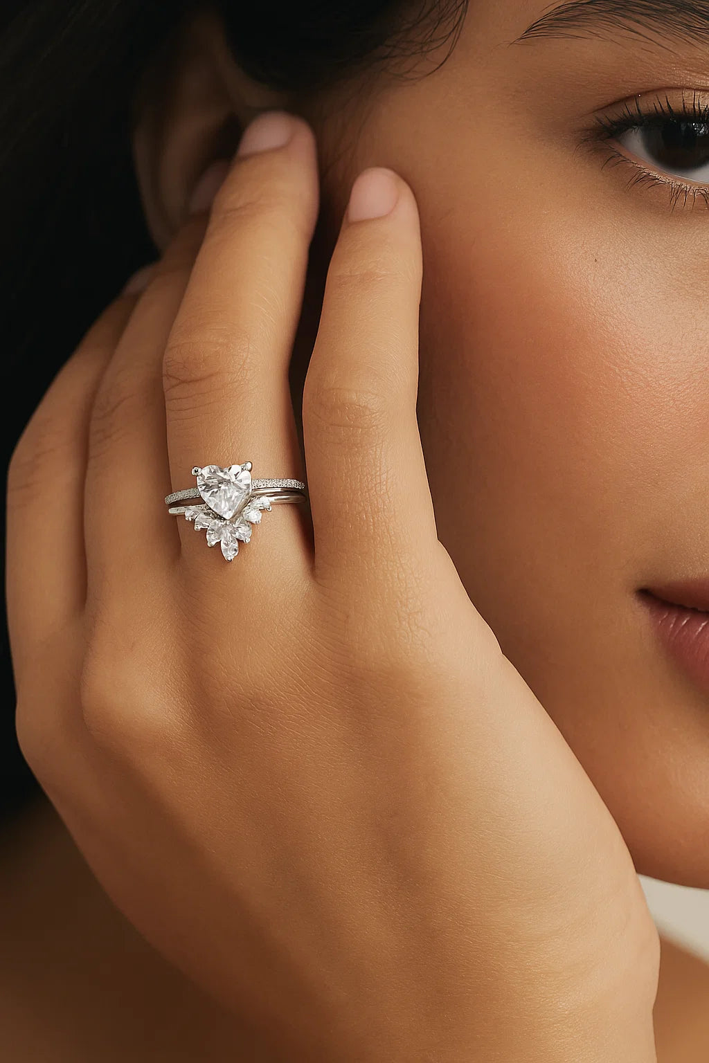 925 Sterling Silver White Gold Plated Zircon Solid Color Rings