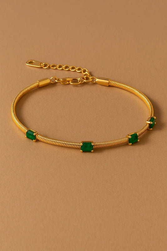 18K Gold Plated Geometric 201 Stainless Steel Elegant Waterproof Bracelet