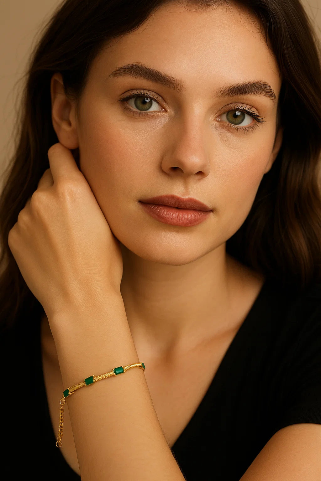 18K Gold Plated Geometric 201 Stainless Steel Elegant Waterproof Bracelet