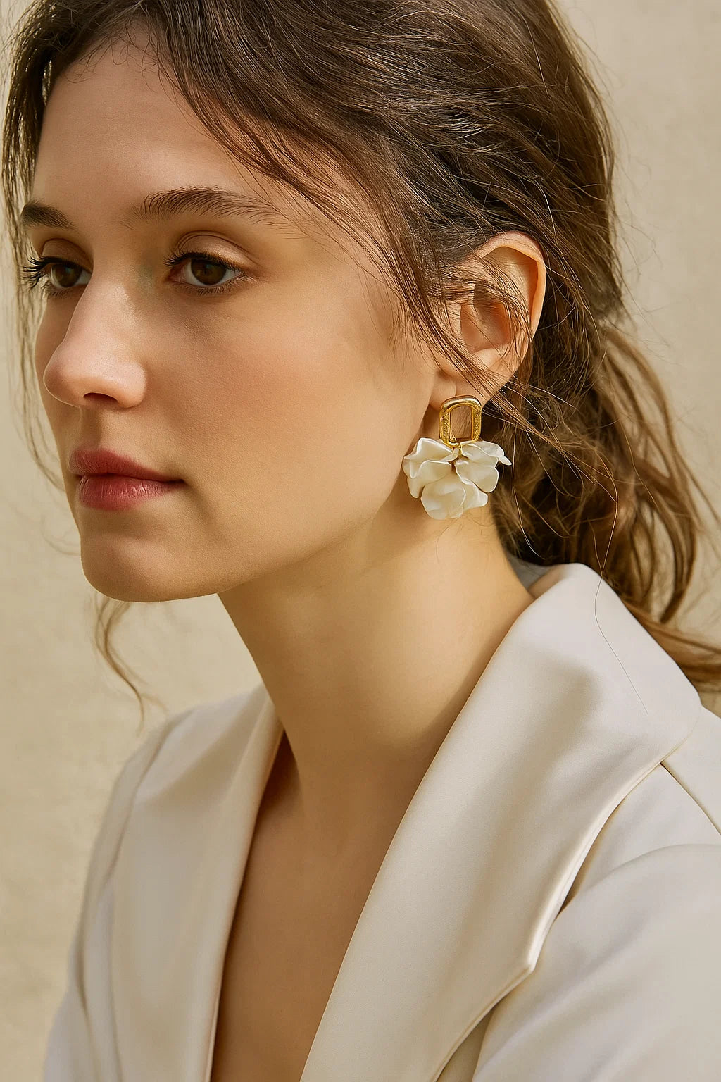 18k Gold Plated Drop 1 Pair Simple Style Heart Shape Plating Inlay Stainless Steel Artificial Pearls Earrings